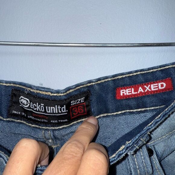 Ecko Unltd. Men’s VTG Blue Denim Relaxed Fit Medium Wash Shorts Size 36 GUC - Picture 6 of 12